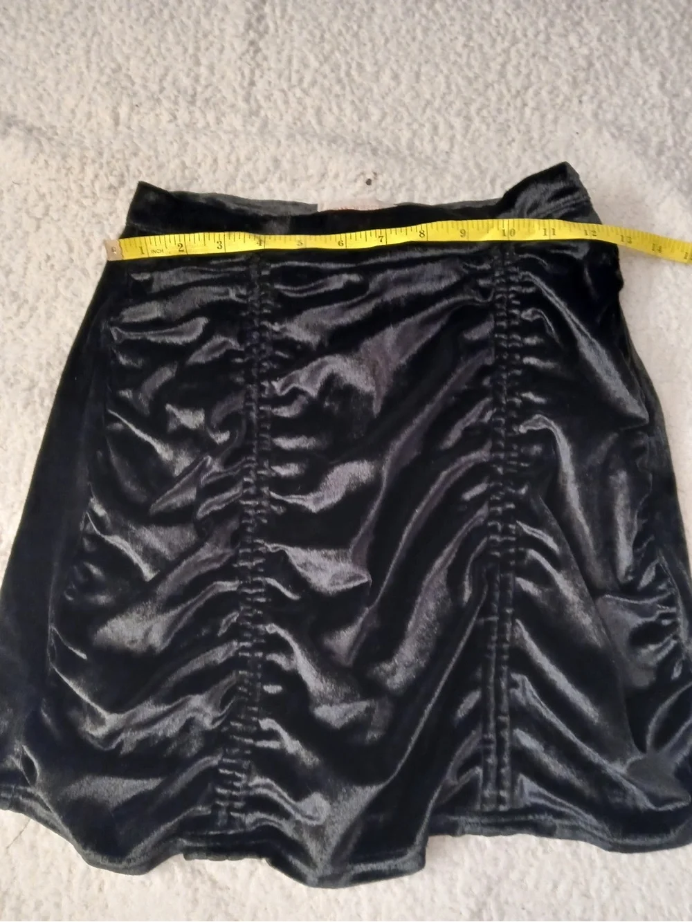 Urban Outfitters Black Ruched Velvet Mini Skirt